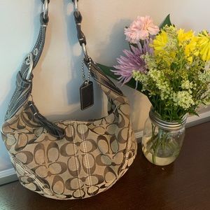 Coach Crescent Shoulder Bag, Brown Monogrammed